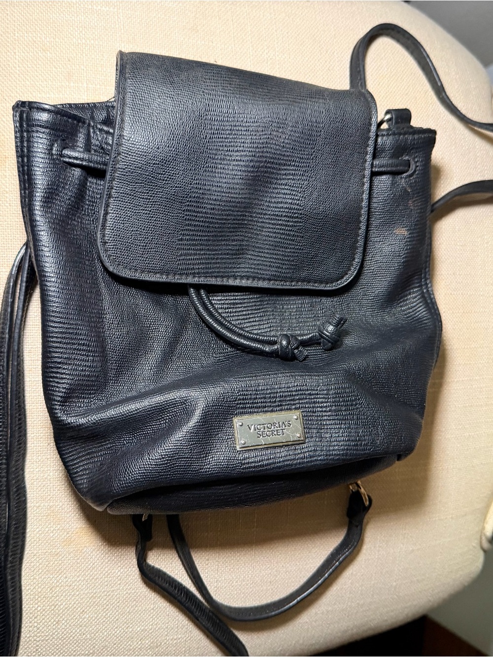 Victoria's Secret Black Textured Mini Backpack